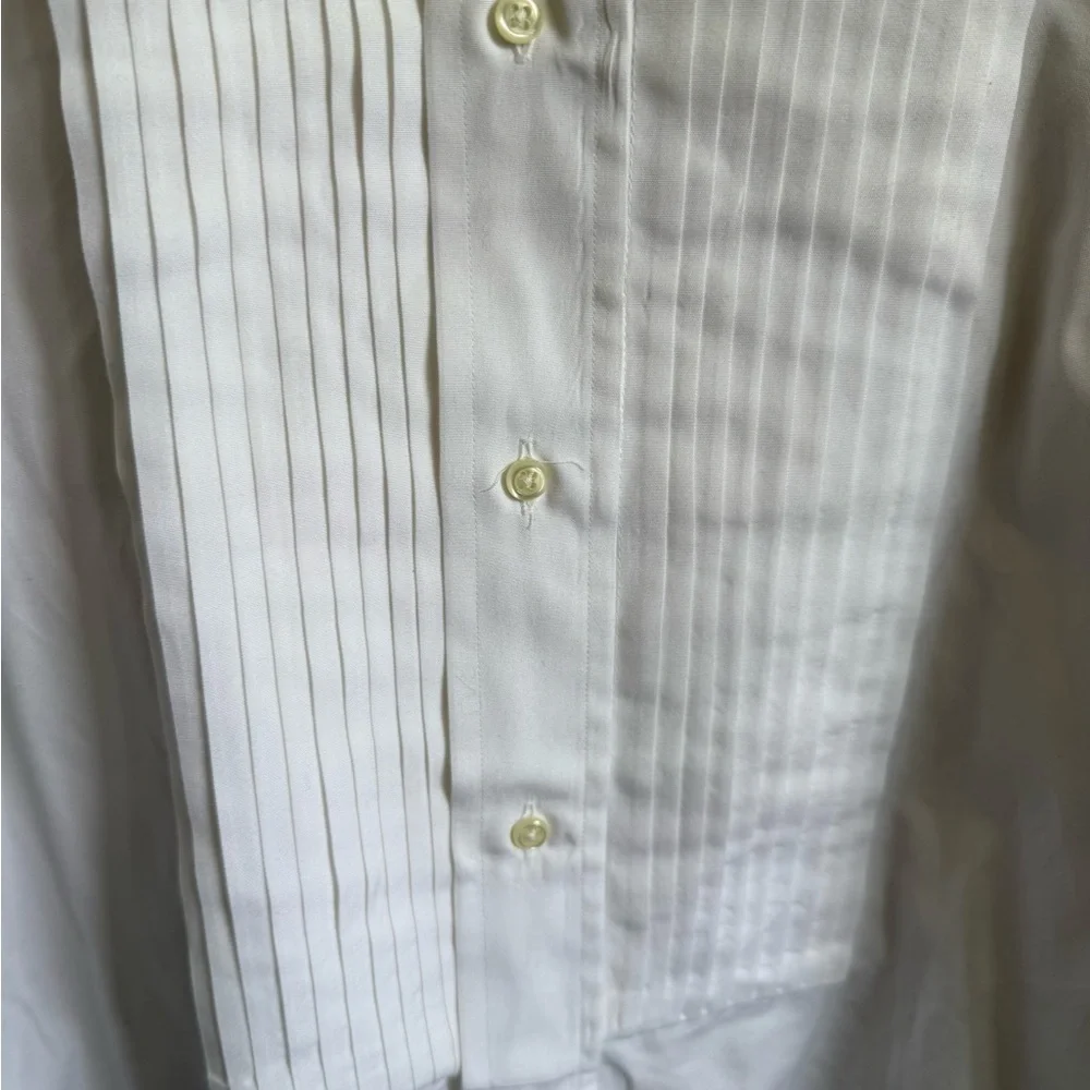 Men’s 16-33 Filo A Mana Tom James Pleated Long Sleeve Formal Dress Shirt - Picture 4 of 8